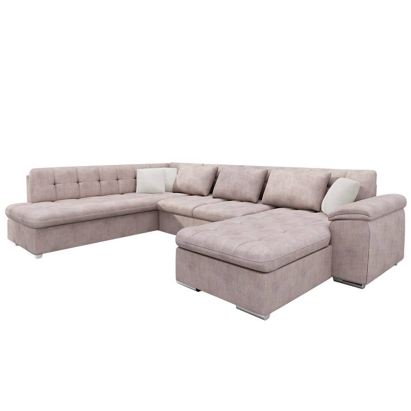 Dynir Bäddsoffa med Divan och Schäslong 5-sits, Rosa