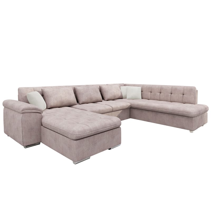 Dynir Bäddsoffa med Divan och Schäslong 5-sits - Rosa - Möbler - Vardagsrum - Bäddsoffor - U bäddsoffa