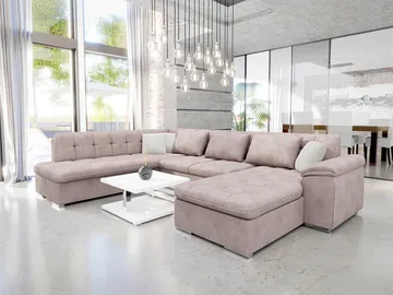 Dynir Bäddsoffa med Divan och Schäslong 5-sits - Rosa - Möbler - Vardagsrum - Bäddsoffor - U bäddsoffa