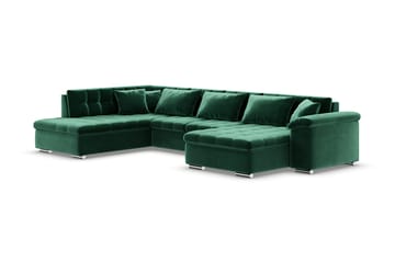 Dynir Högervänd U-formad Bäddsoffa 125x290 cm med Förvaring i Sammet - Grön - Möbler - Vardagsrum - Bäddsoffor - U bäddsoffa