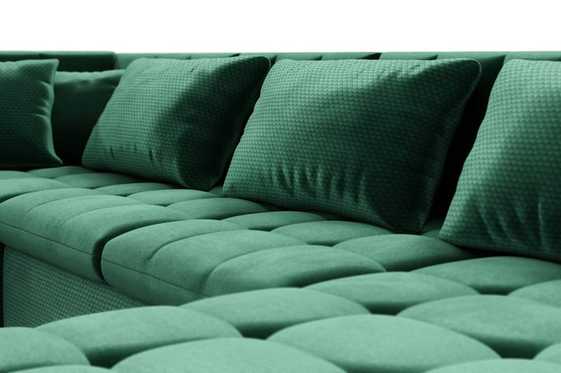 Dynir Högervänd U-formad Bäddsoffa 125x290 cm med Förvaring i Sammet - Grön - Möbler - Vardagsrum - Bäddsoffor - U bäddsoffa