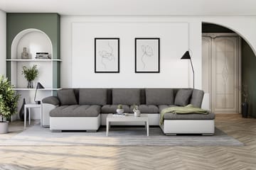Dynir Hörnbäddsoffa Divan med Förvaring Vänster - Ljusgrå/Vit - Möbler - Vardagsrum - Bäddsoffor - U bäddsoffa