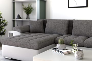 Dynir Hörnbäddsoffa Divan med Förvaring Vänster - Ljusgrå/Vit - Möbler - Vardagsrum - Bäddsoffor - U bäddsoffa