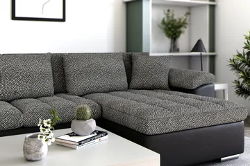 Dynir Stor Hörnbäddsoffa Divan med Förvaring Höger 350 cm - Svart / Grå - Möbler - Vardagsrum - Bäddsoffor - U bäddsoffa