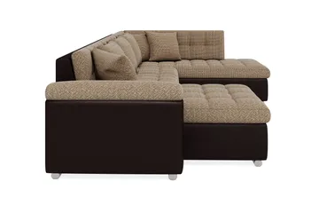 Dynir Stor Hörnbäddsoffa Divan med Förvaring Vänster 350 cm Bred - Beige / Brun - Möbler - Vardagsrum - Bäddsoffor - U bäddsoffa