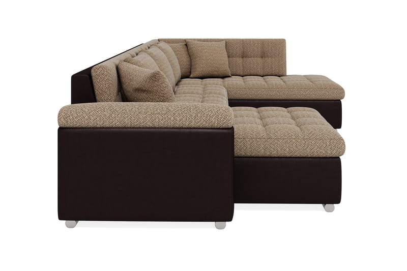 Dynir Stor Hörnbäddsoffa Divan med Förvaring Vänster 350 cm Bred - Beige / Brun - Möbler - Vardagsrum - Bäddsoffor - U bäddsoffa