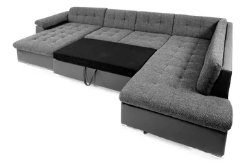 Dynir Stor Hörnbäddsoffa Divan med Förvaring Vänster - Grå / Svart - Möbler - Vardagsrum - Bäddsoffor - U bäddsoffa