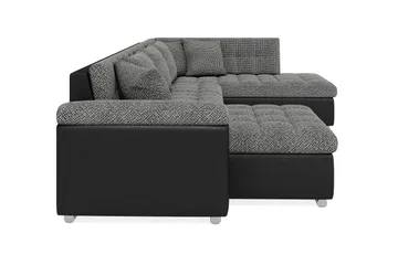 Dynir Stor Hörnbäddsoffa Divan med Förvaring Vänster - Grå / Svart - Möbler - Vardagsrum - Bäddsoffor - U bäddsoffa