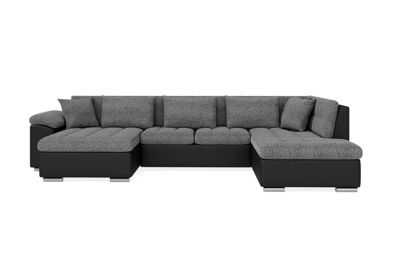 Dynir Stor Hörnbäddsoffa Divan med Förvaring Vänster, Grå / Svart