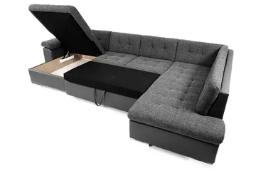 Dynir Stor Hörnbäddsoffa Divan med Förvaring Vänster - Grå / Svart - Möbler - Vardagsrum - Bäddsoffor - U bäddsoffa