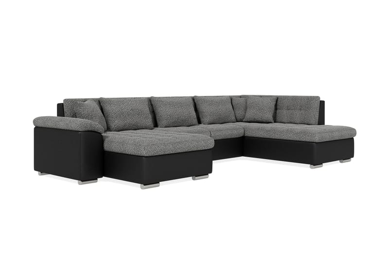 Dynir Stor Hörnbäddsoffa Divan med Förvaring Vänster - Grå / Svart - Möbler - Vardagsrum - Bäddsoffor - U bäddsoffa