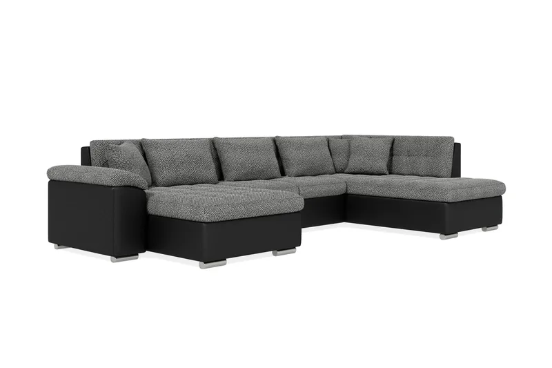 Dynir Stor Hörnbäddsoffa Divan med Förvaring Vänster - Grå / Svart - Möbler - Vardagsrum - Bäddsoffor - U bäddsoffa