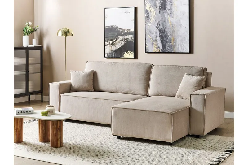 Dyshawn Hörnbäddsoffa 2-sits - Beige/Svart - Möbler - Vardagsrum - Bäddsoffor