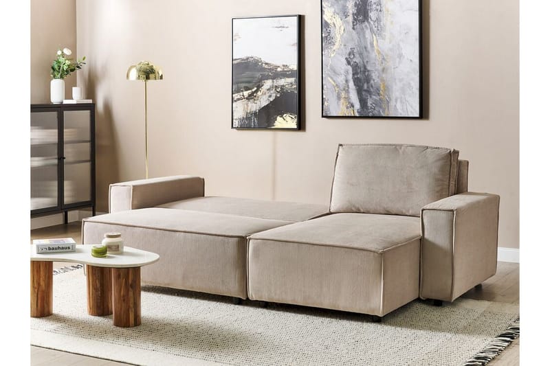 Dyshawn Hörnbäddsoffa 2-sits - Beige/Svart - Möbler - Vardagsrum - Bäddsoffor