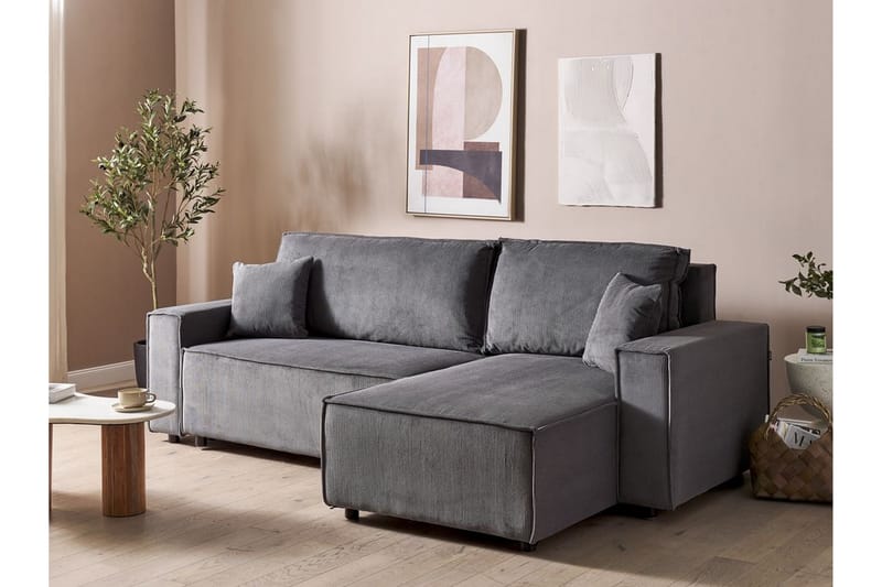 Dyshawn Hörnbäddsoffa 2-sits - Grå/Svart - Möbler - Vardagsrum - Bäddsoffor - Hörnbäddsoffa