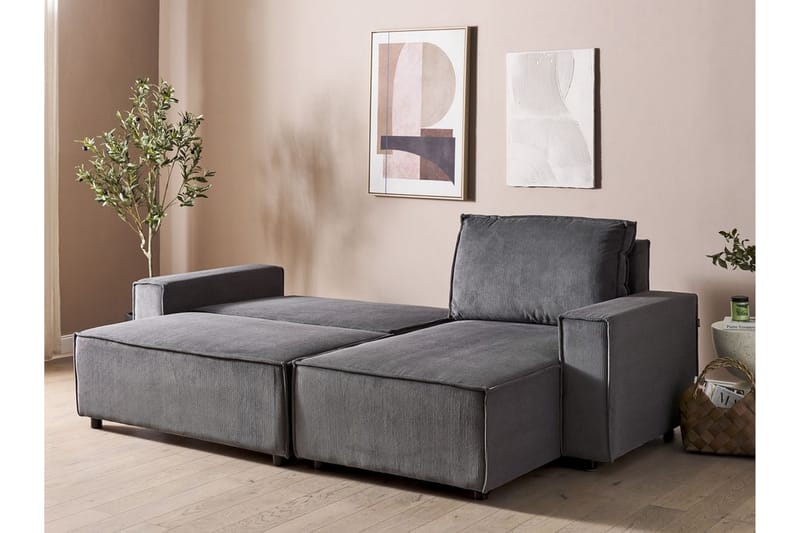 Dyshawn Hörnbäddsoffa 2-sits - Grå/Svart - Möbler - Vardagsrum - Bäddsoffor - Hörnbäddsoffa