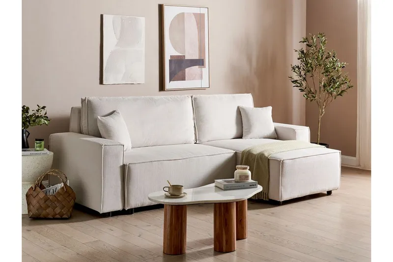 Dyshawn Hörnbäddsoffa 2-sits - Vit/Svart - Möbler - Vardagsrum - Bäddsoffor