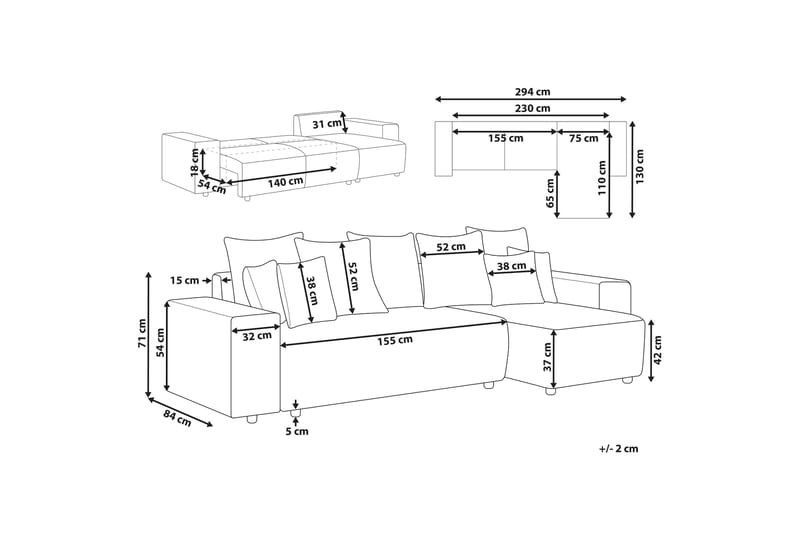 Dysis Hörnbäddsoffa 3-sits - Beige/Svart - Möbler - Vardagsrum - Bäddsoffor - Hörnbäddsoffa