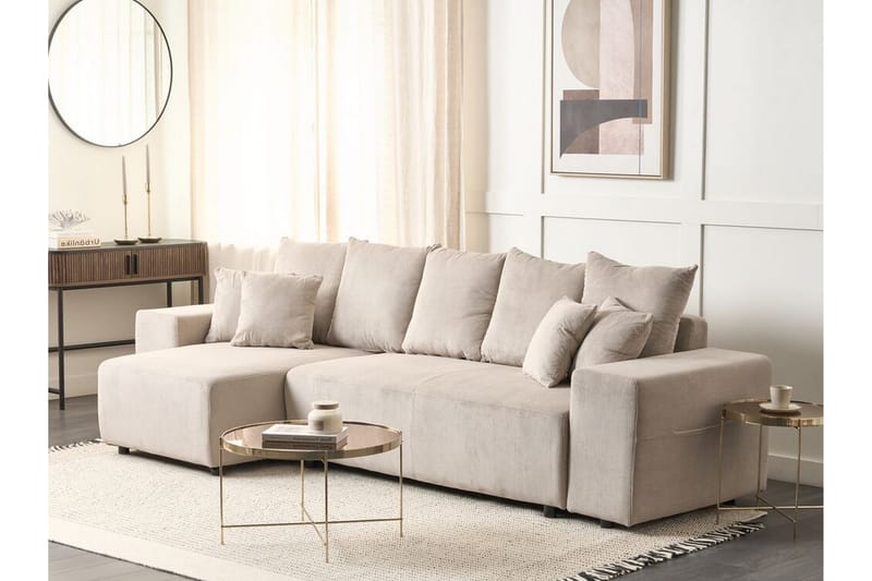 Dysis Hörnbäddsoffa 3-sits - Taupe/Svart - Möbler - Vardagsrum - Bäddsoffor - Hörnbäddsoffa