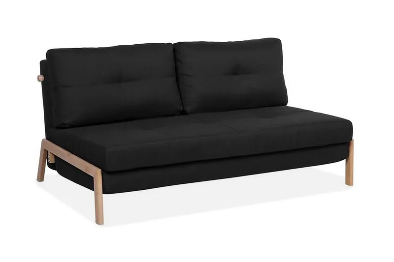 Edland 2-sits Rektangulär Bäddsoffa Fällbar 152 cm i Tyg med Träben, Svart