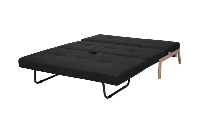 Edland 2-sits Rektangulär Bäddsoffa Fällbar 152 cm i Tyg med Träben - Svart - Möbler - Vardagsrum - Bäddsoffor - Futon - Futon soffa