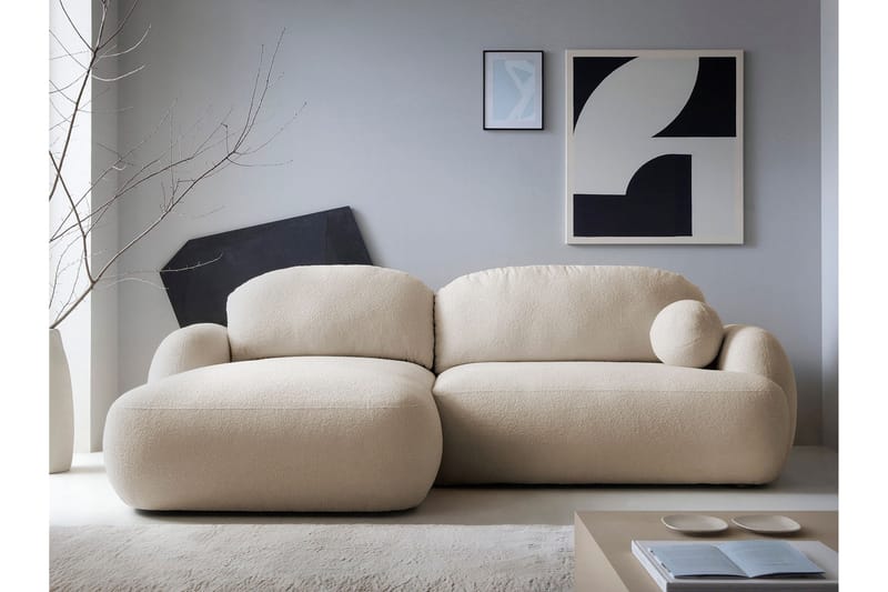 Efrem Bäddsoffa med Divan 3-sits i Bouclé - Beige - Möbler - Vardagsrum - Bäddsoffor