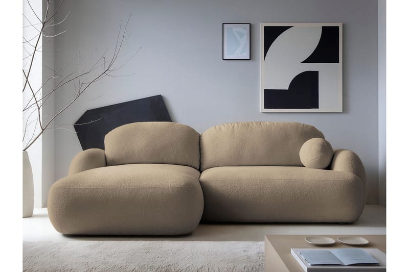 Efrem Bäddsoffa med Divan 3-sits i Bouclé - Brun - Möbler - Vardagsrum - Bäddsoffor