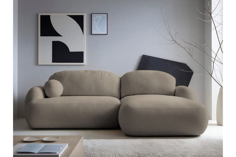 Efrem Bäddsoffa med Divan 3-sits i Bouclé - Brun - Möbler - Vardagsrum - Bäddsoffor