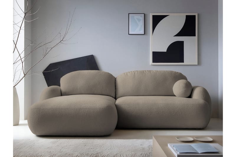 Efrem Bäddsoffa med Divan 3-sits i Bouclé - Brun - Möbler - Vardagsrum - Bäddsoffor