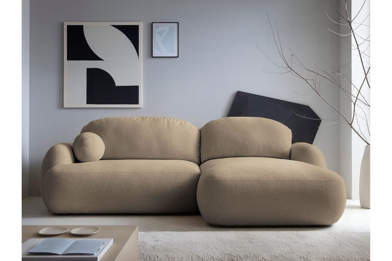 Efrem Bäddsoffa med Divan 3-sits i Bouclé - Brun - Möbler - Vardagsrum - Bäddsoffor