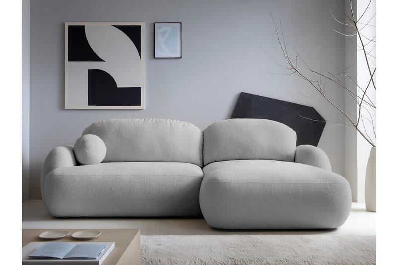 Efrem Bäddsoffa med Divan 3-sits i Bouclé - Ljusgrå - Möbler - Vardagsrum - Bäddsoffor