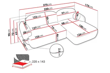 Efrem Bäddsoffa med Divan 3-sits i Bouclé - Mörkgrå - Möbler - Vardagsrum - Bäddsoffor