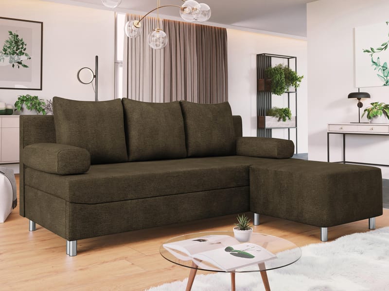 Eifion 3-sits Bäddsoffa med divan Högervänd - brun - Möbler - Vardagsrum - Bäddsoffor