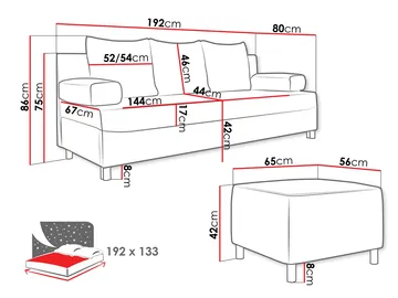 Eifion 3-sits Bäddsoffa med divan Högervänd - ljusbeige - Möbler - Vardagsrum - Bäddsoffor