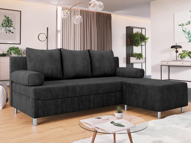 Eifion 3-sits Bäddsoffa med divan Högervänd - svart - Möbler - Vardagsrum - Bäddsoffor