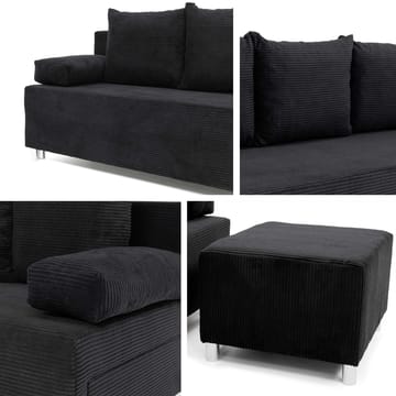 Eifion 3-sits Bäddsoffa med divan Högervänd - svart - Möbler - Vardagsrum - Bäddsoffor