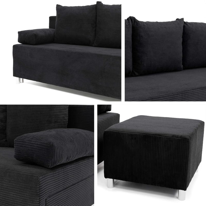 Eifion 3-sits Bäddsoffa med divan Högervänd - svart - Möbler - Vardagsrum - Bäddsoffor
