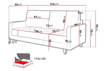 Eirado 4-sits Bäddsoffa - Grå - Möbler - Vardagsrum - Bäddsoffor