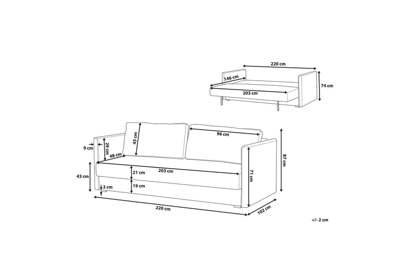 EKSJO Bäddsoffa 220 cm - Bäddsoffor