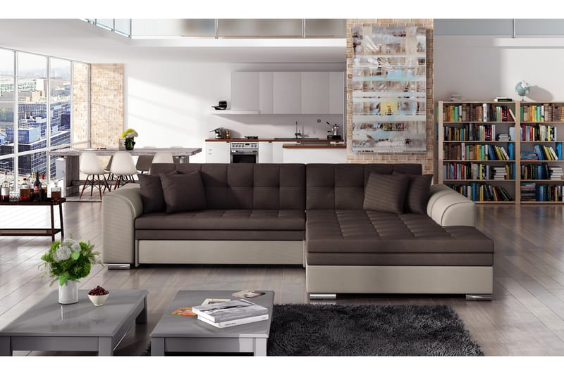 ELCHEB Bäddsoffa med Divan Brun/Beige - Möbler - Vardagsrum - Bäddsoffor
