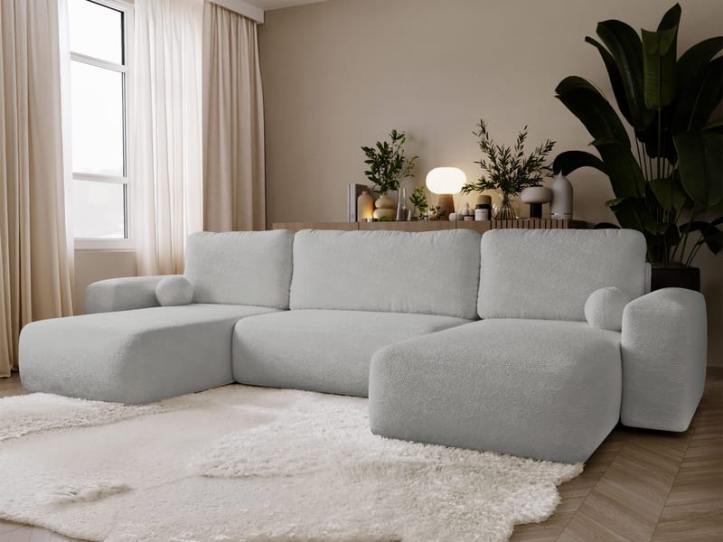 Elvior 5-sits U-formad bäddsoffa med dubbeldivan - grå - Möbler - Vardagsrum - Bäddsoffor - Hörnbäddsoffa