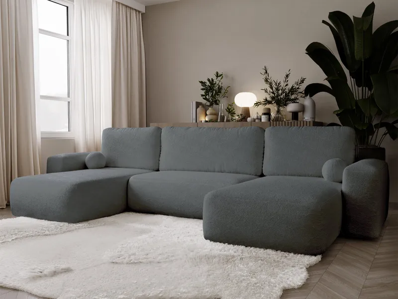 Elvior 5-sits U-formad bäddsoffa med dubbeldivan - grå - Möbler - Vardagsrum - Bäddsoffor - Hörnbäddsoffa