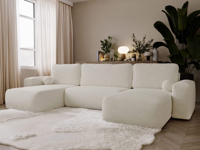 Elvior 5-sits U-formad bäddsoffa med dubbeldivan - vit - Möbler - Vardagsrum - Bäddsoffor - Hörnbäddsoffa