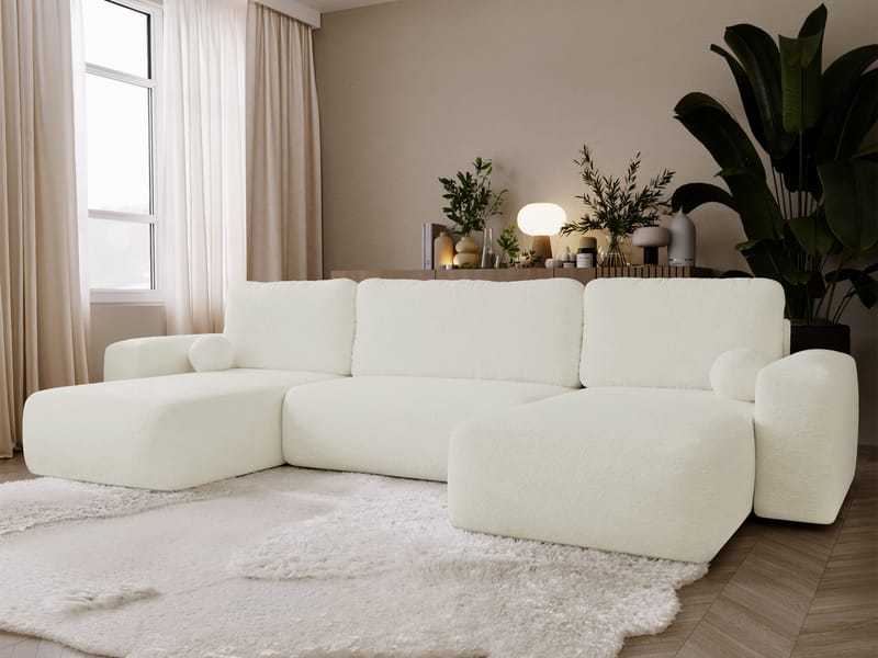 Elvior 5-sits U-formad bäddsoffa med dubbeldivan - vit - Möbler - Vardagsrum - Bäddsoffor - Hörnbäddsoffa