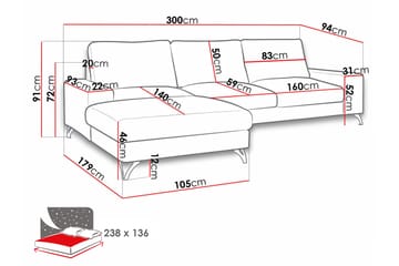 Emet Bäddsoffa med Divan 3-sits - Beige - Möbler - Vardagsrum - Bäddsoffor
