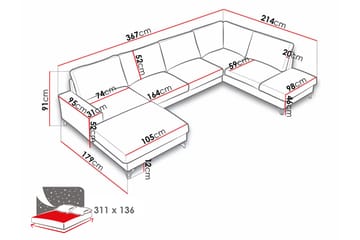 Emet Bäddsoffa med Divan och Schäslong 5-sits - Beige - Möbler - Vardagsrum - Bäddsoffor - U bäddsoffa