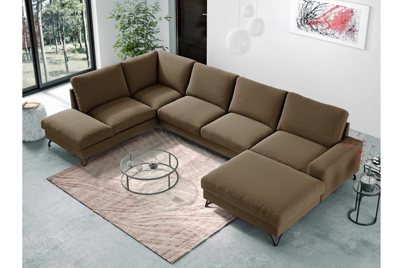 Emet Bäddsoffa med Divan och Schäslong 5-sits - Beige - Möbler - Vardagsrum - Bäddsoffor - U bäddsoffa