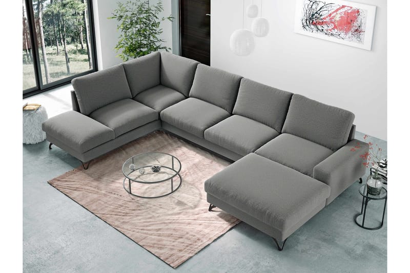 Emet Bäddsoffa med Divan och Schäslong 5-sits - Beige - Möbler - Vardagsrum - Bäddsoffor - U bäddsoffa