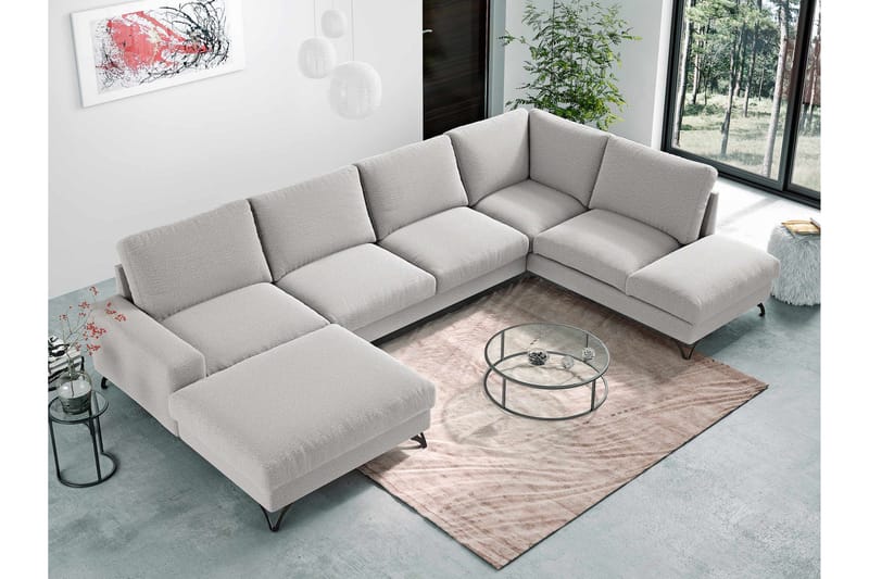 Emet Bäddsoffa med Divan och Schäslong 5-sits - Vit - Möbler - Vardagsrum - Bäddsoffor - U bäddsoffa