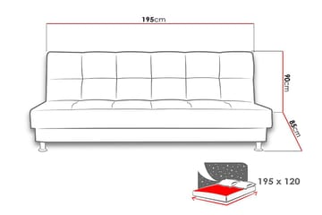 Enduro Bäddsoffa 195x85x90 cm - Grå - Möbler - Vardagsrum - Bäddsoffor